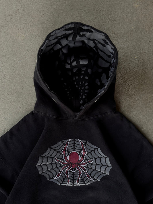 Vintage Faded Spider Web Hoodie - L