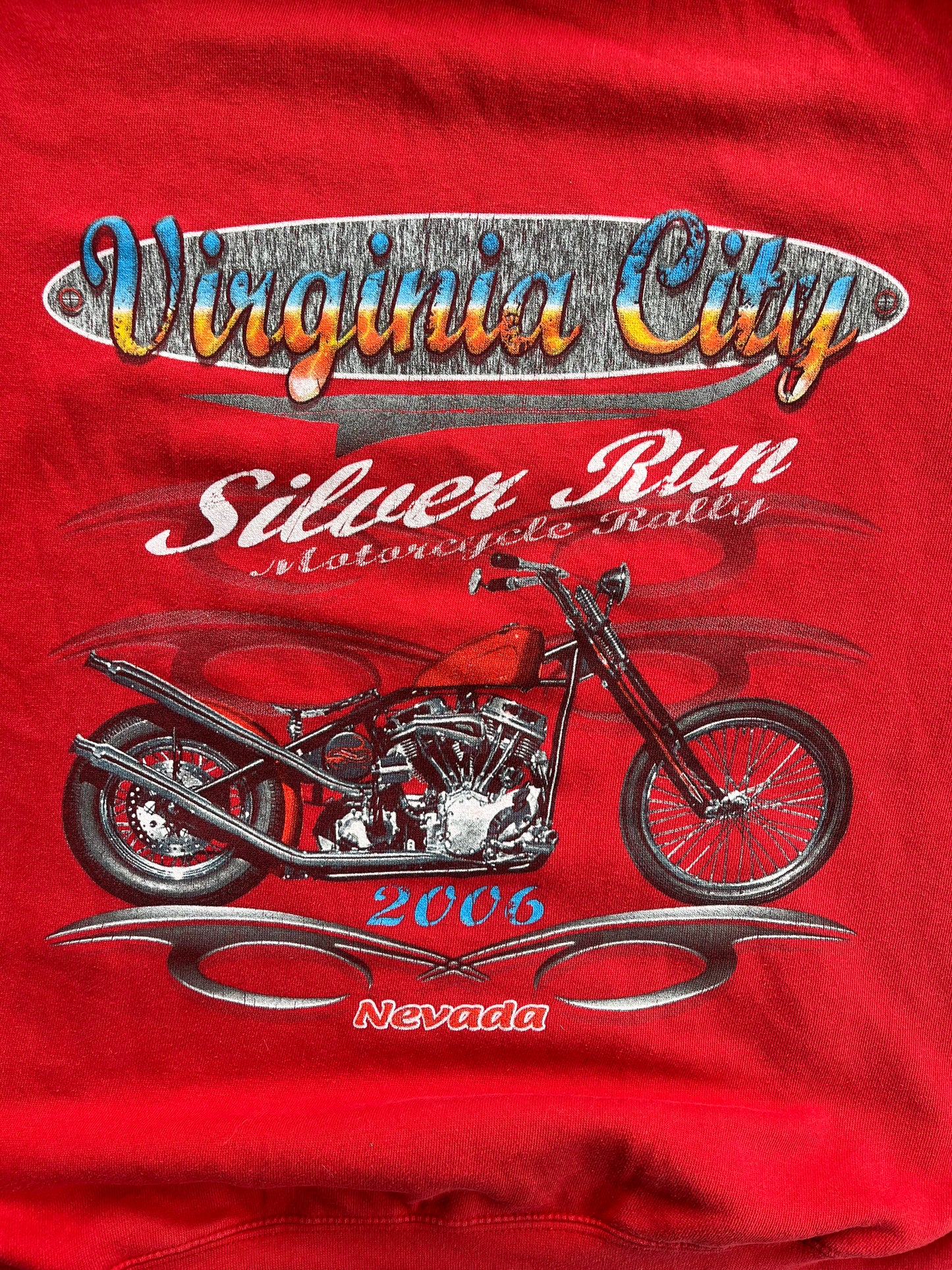 Vintage Biker Flaming Sleeve Hoodie - L