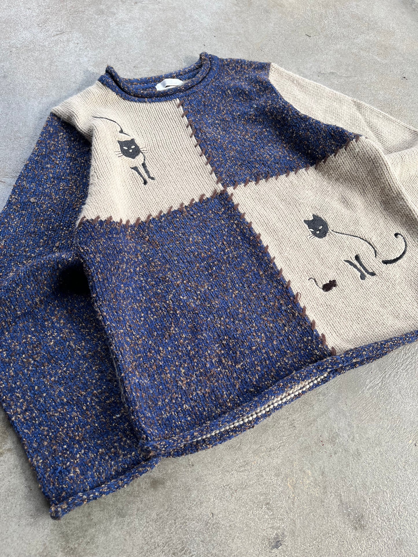 Vintage Cat Knit Sweater - M