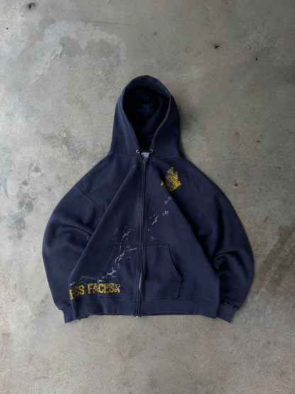 Vintage Nameless Faces Zip Up Hoodie - M