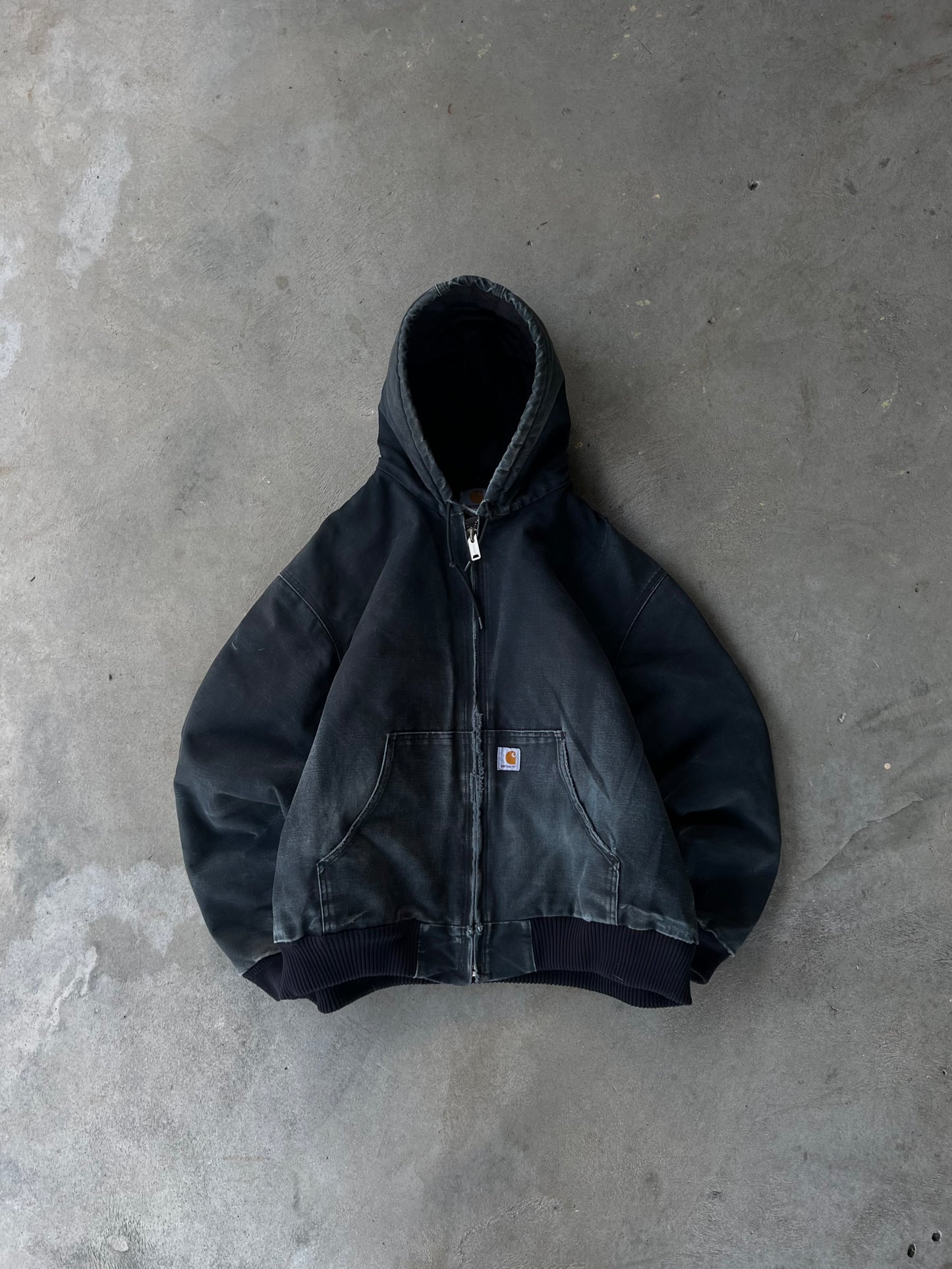 Vintage Faded Distressed Black Carhartt Jacket - XL