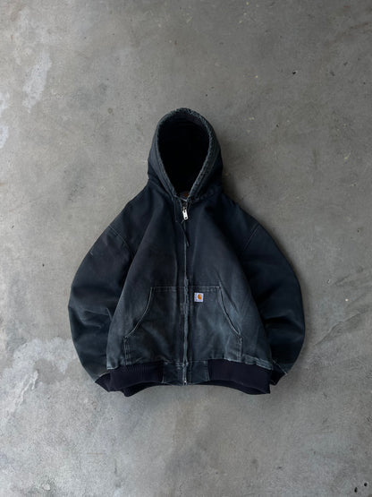 Vintage Faded Distressed Black Carhartt Jacket - XL