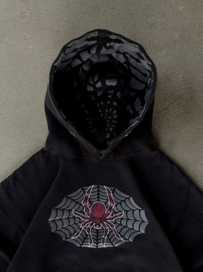 Vintage Faded Spider Web Hoodie - L