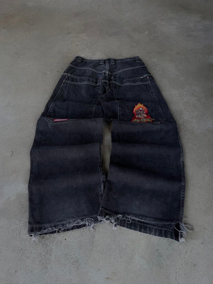 Vintage JNCO Flaming Bulldog Baggy Jeans - 28