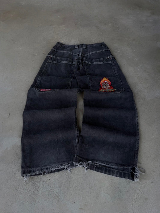Vintage JNCO Flaming Bulldog Baggy Jeans - 28