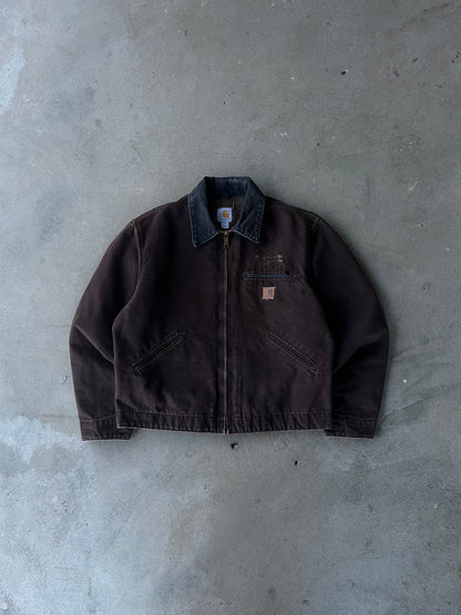 Vintage Carhartt Detroit J97 DKB Dark Brown Blanket Lined Jacket - L