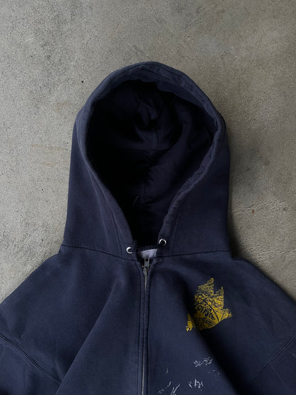 Vintage Nameless Faces Zip Up Hoodie - M