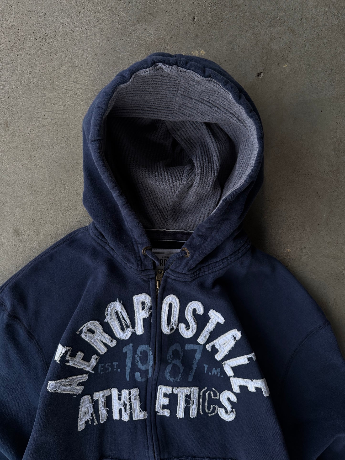 Vintage Aeropostale Athletics Thermal Lined Zip Up Hoodie - M