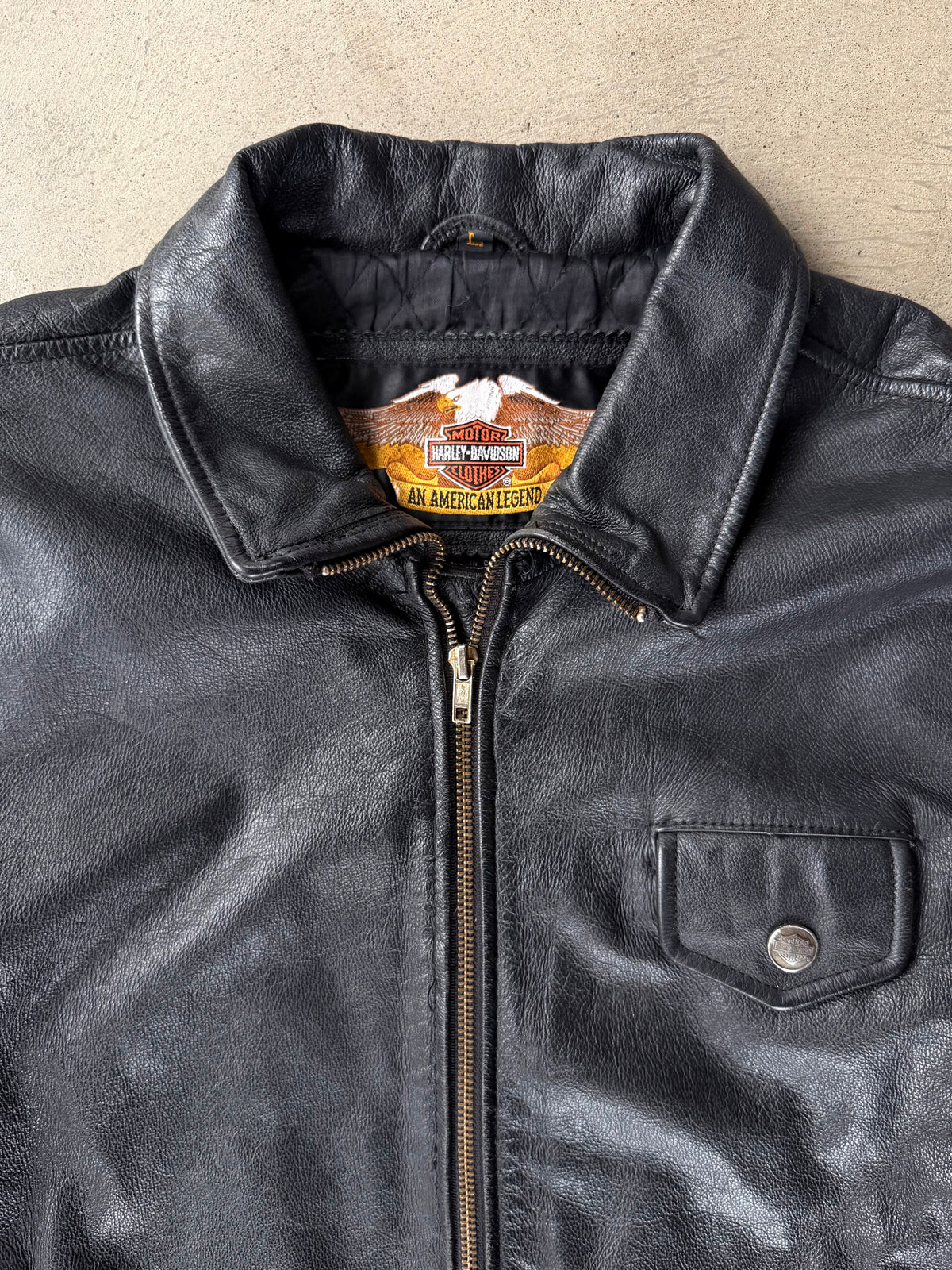 Vintage Harley Davidson Flame Leather Jacket - L