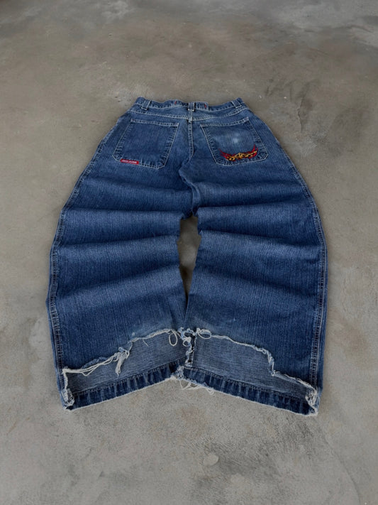 Vintage JNCO Flaming Tribal Baggy Jeans - 34