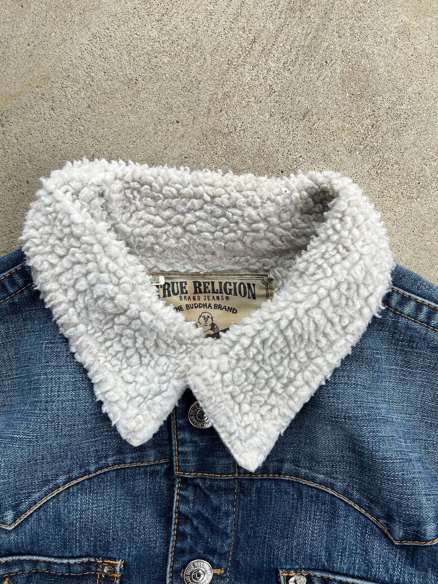 Vintage True Religion Sherpa Lined Denim Jacket - XL