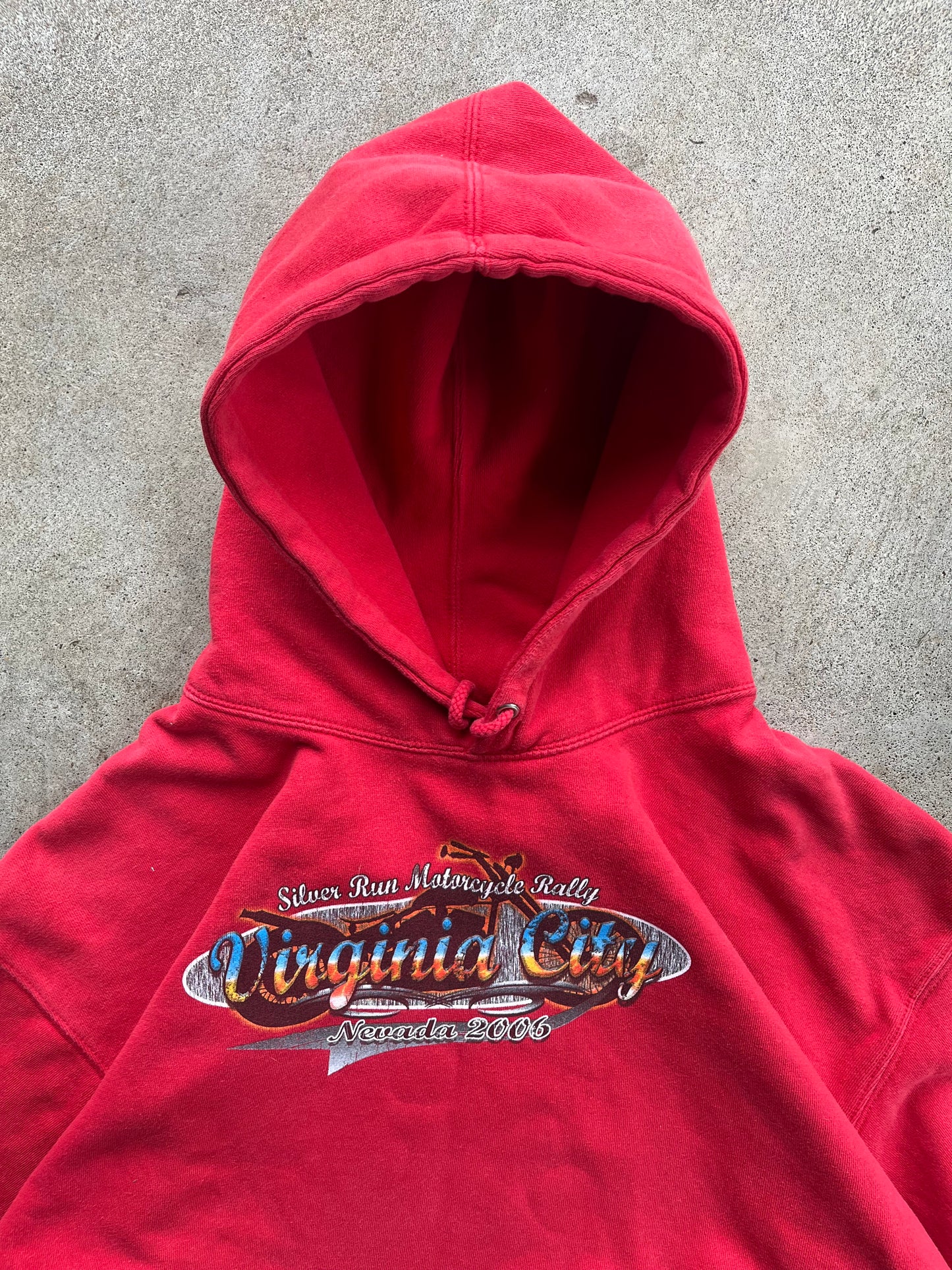 Vintage Biker Flaming Sleeve Hoodie - L