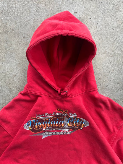 Vintage Biker Flaming Sleeve Hoodie - L