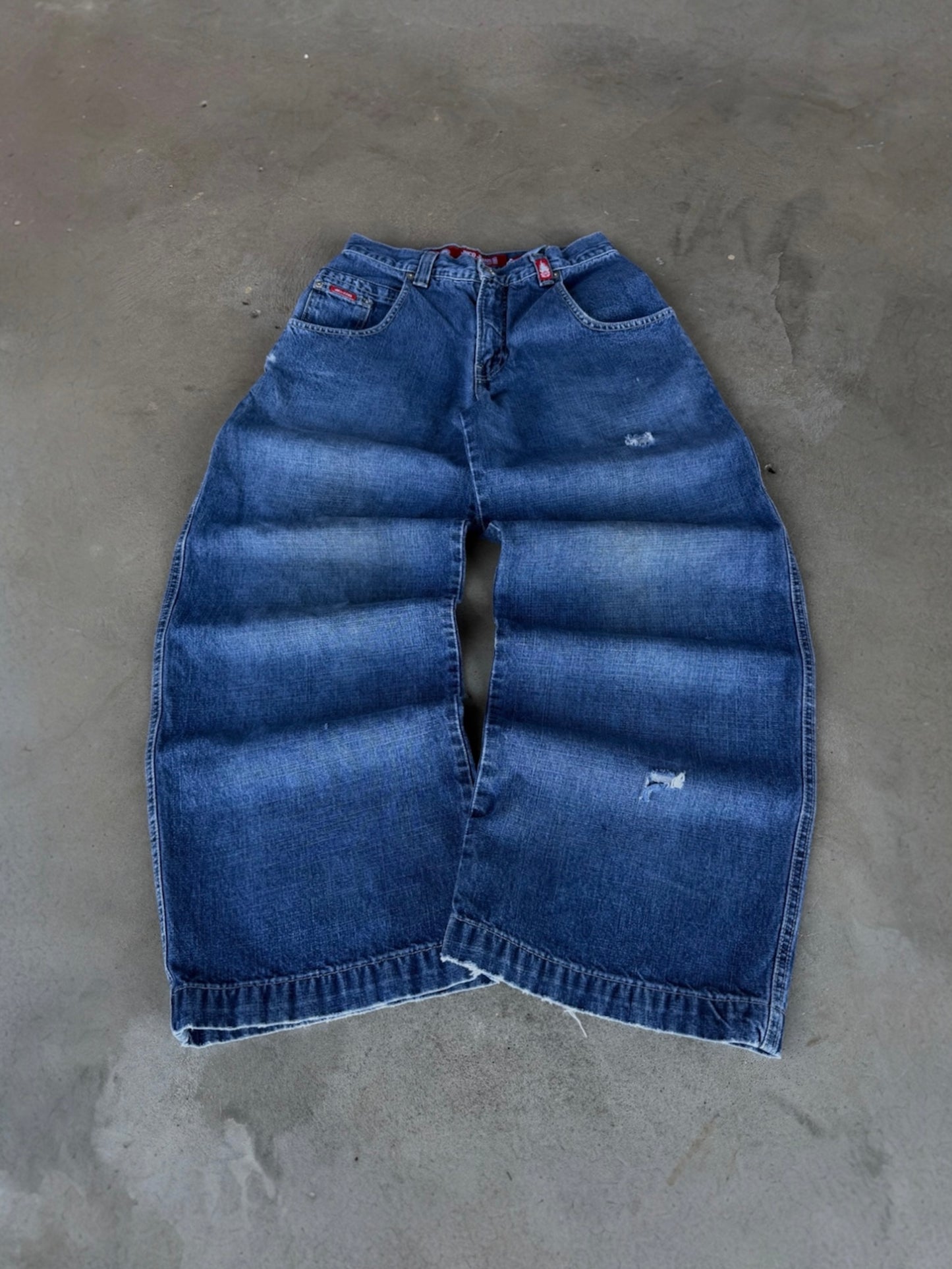 Vintage JNCO Blue Tribal Crown Baggy Jeans - 29x30