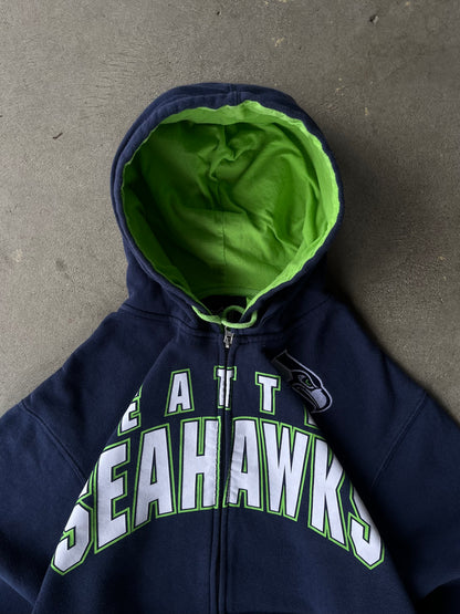 Vintage Seattle Seahawks Zip Up Hoodie - XL