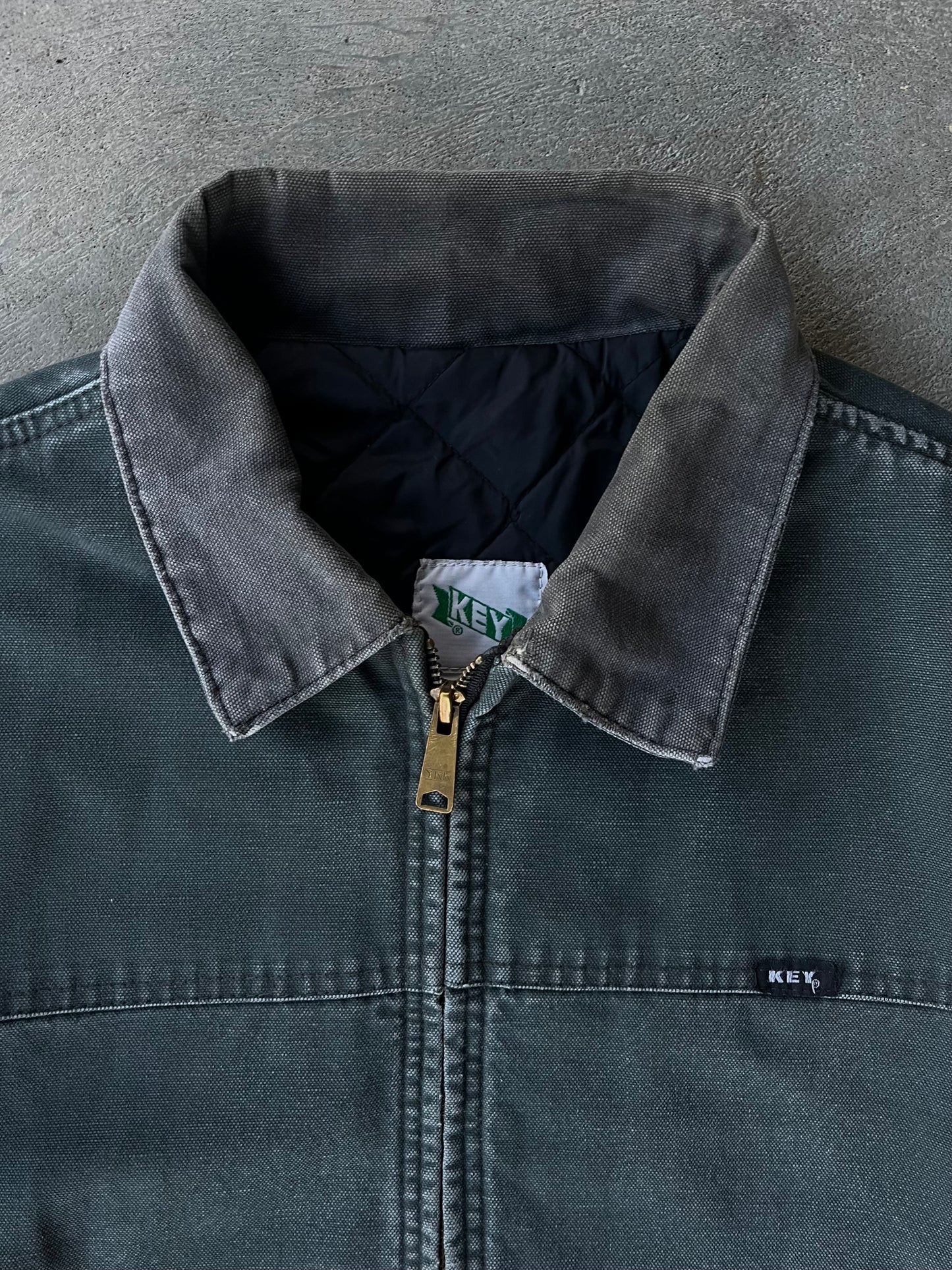 Vintage Faded Green KEY Carhartt Detroit Style Jacket - L