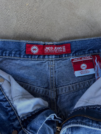 Vintage JNCO Blue Tribal Crown Baggy Jeans - 29x30