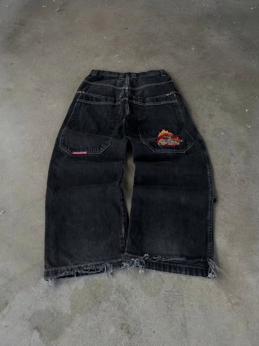 Vintage Rare JNCO Flaming Bulldog Jeans - 28