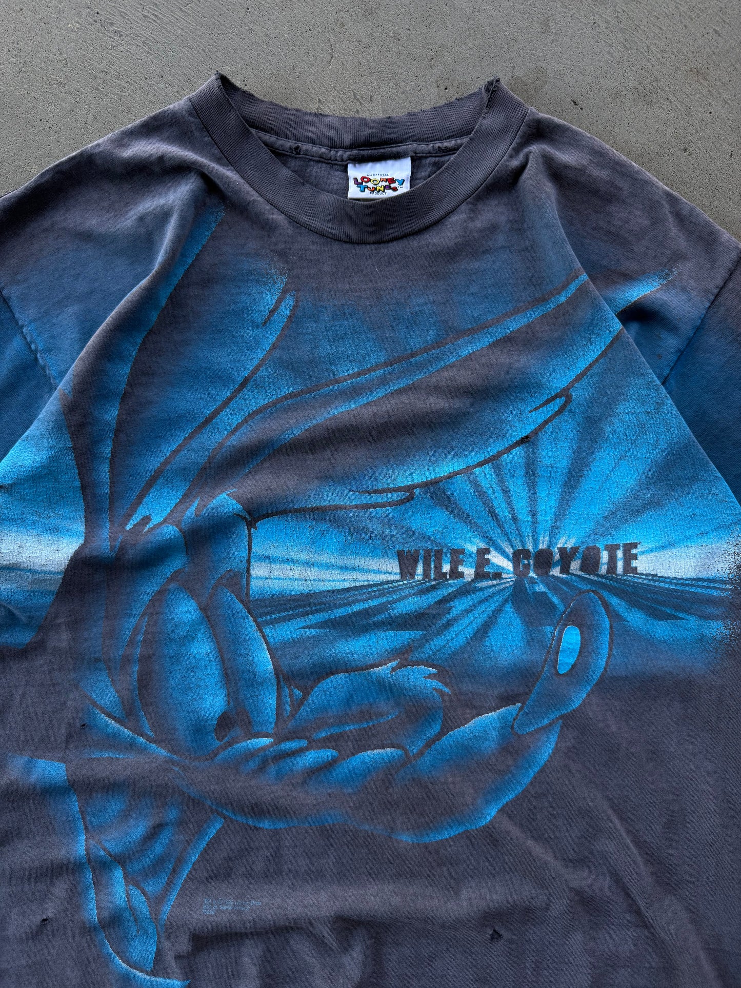 Vintage Rare Faded Distressed Wile E. Coyote All Over Print Tee - L