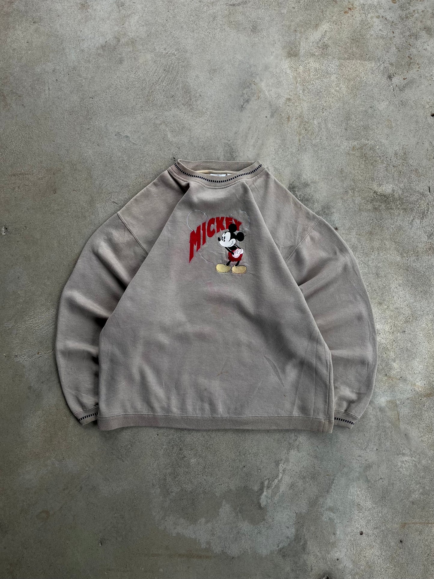 Vintage Mickey Mouse Embroidered Sweatshirt Crewneck - XL