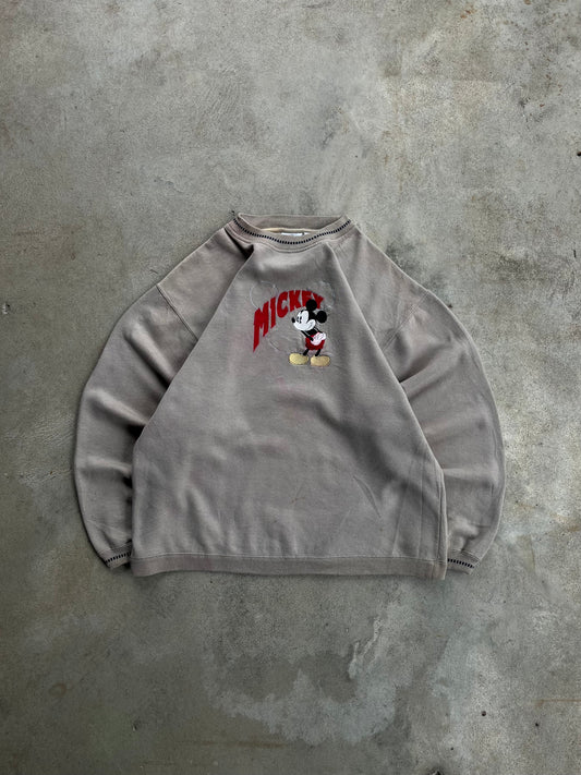 Vintage Mickey Mouse Embroidered Sweatshirt Crewneck - XL