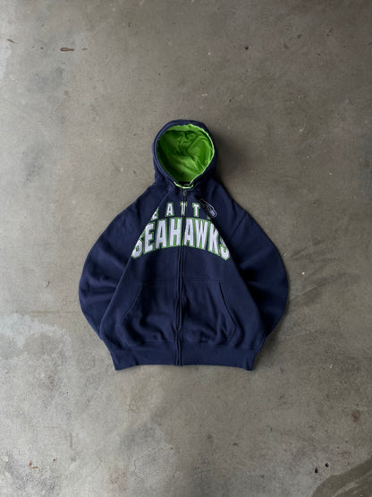 Vintage Seattle Seahawks Zip Up Hoodie - XL