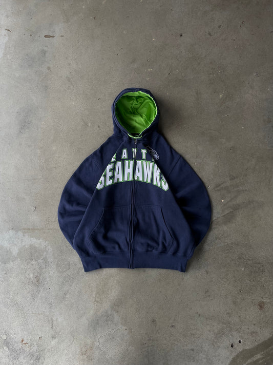 Vintage Seattle Seahawks Zip Up Hoodie - XL