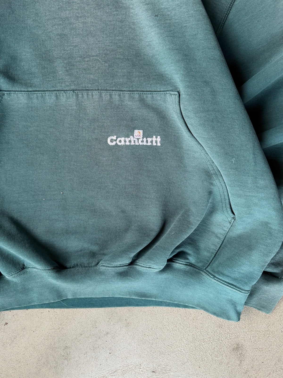Vintage Faded Green Carhartt Hoodie - L