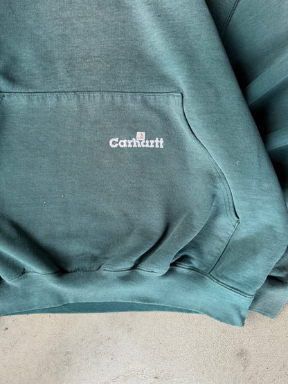 Vintage Faded Green Carhartt Hoodie - L