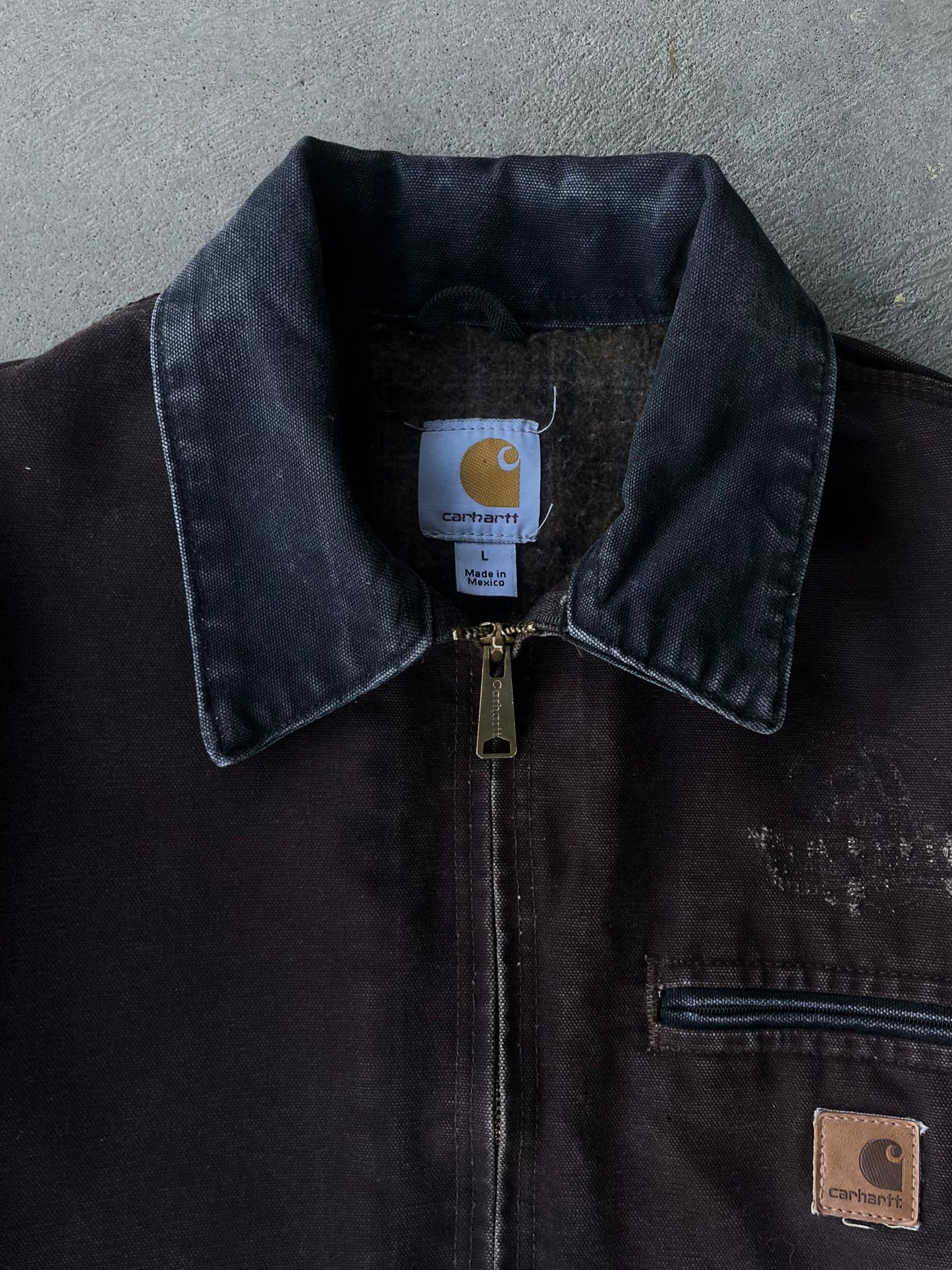 Vintage Carhartt Detroit J97 DKB Dark Brown Blanket Lined Jacket - L